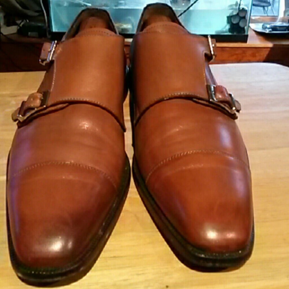 Paul Frederick men's monk strap leather shoes.